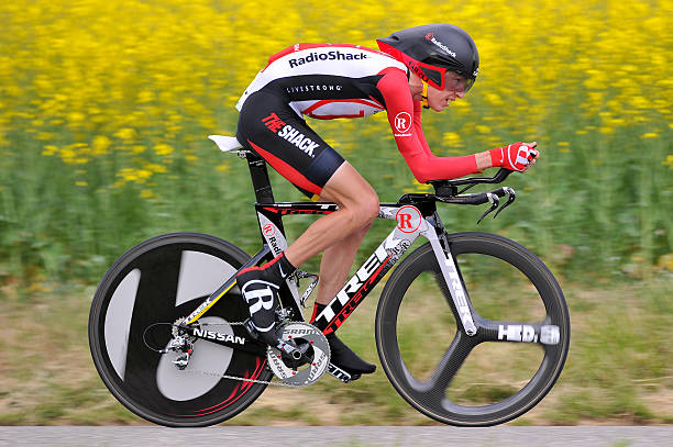 Jani Brajkovič in a professional time trial in RadioShack team kit